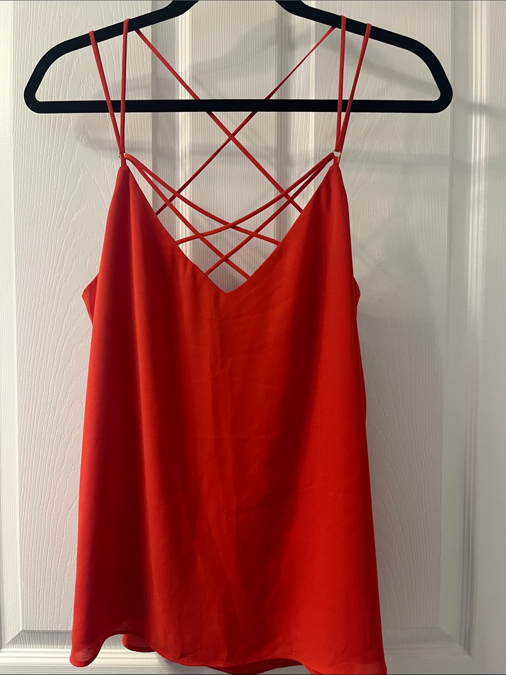 Express Red Strappy Cami with Lattice Back